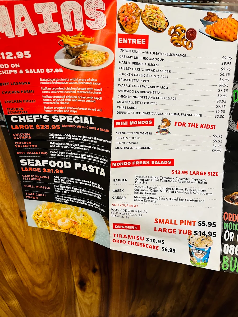 Menu, Mondo Pasta