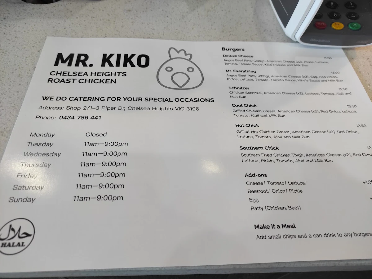 Menu, MR. KIKO