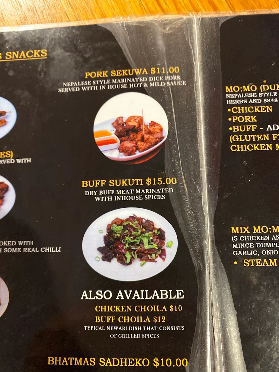 Menu, 8848 Momo House Maroochydore (Sunshine Coast)