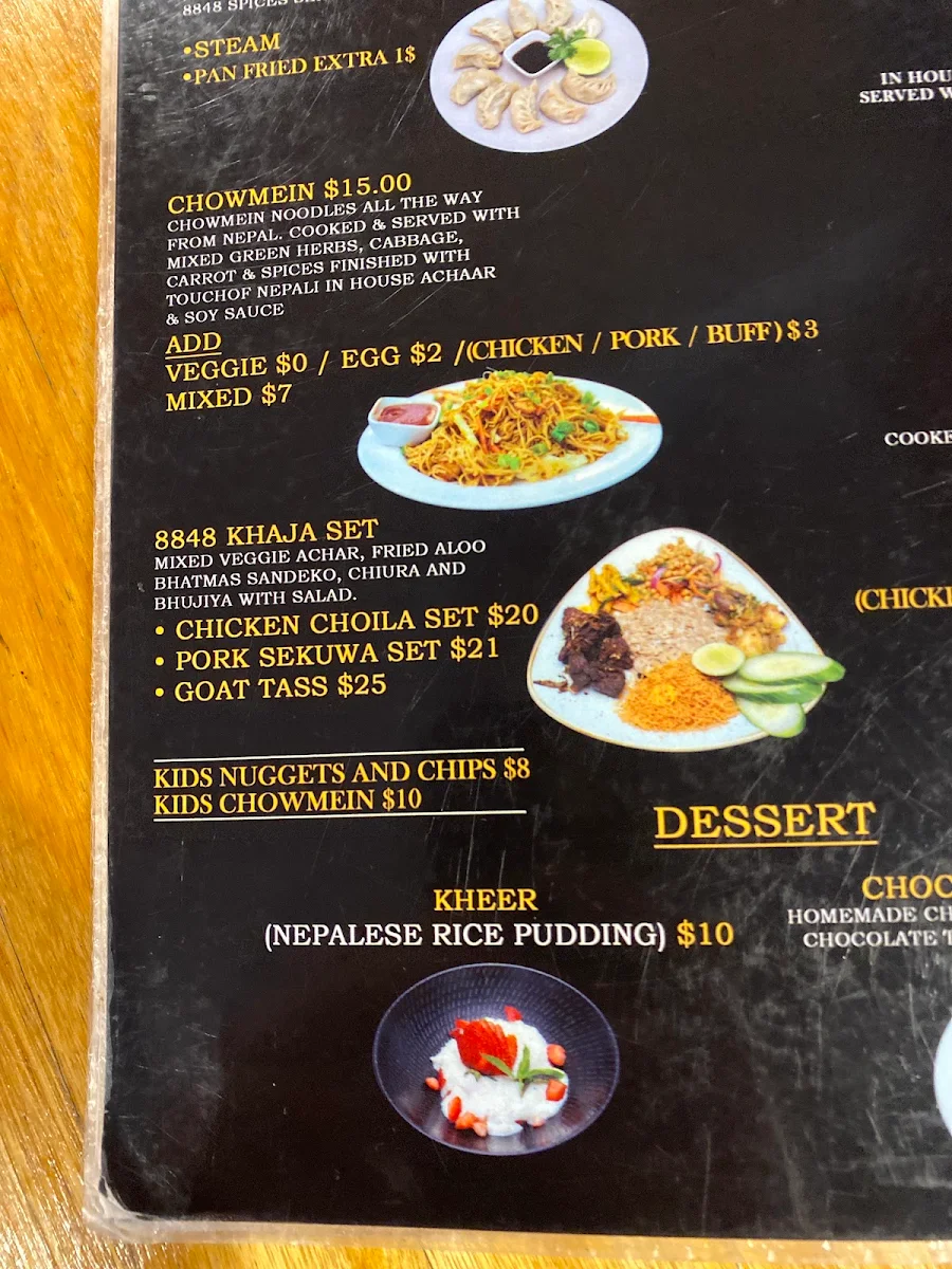 Menu, 8848 Momo House Maroochydore (Sunshine Coast)