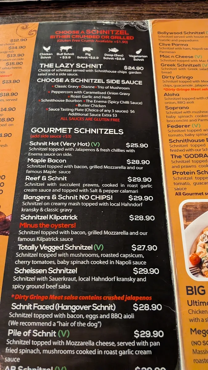 Menu, Schnithouse Rundle St