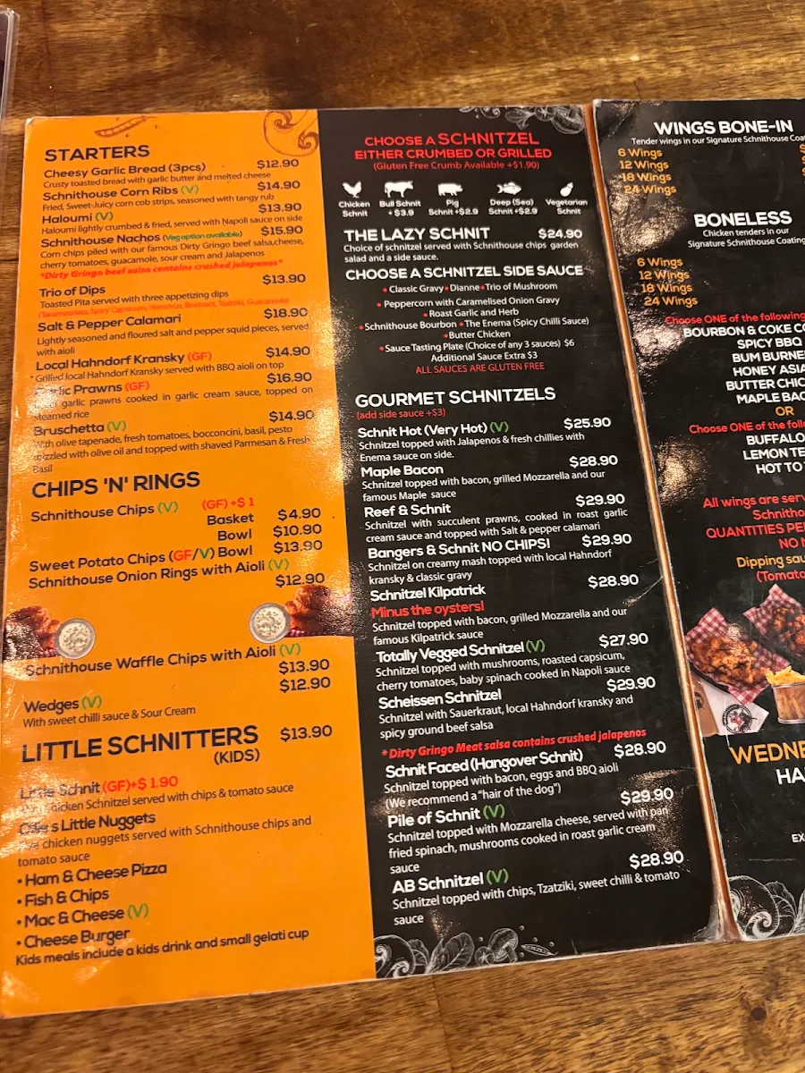 Menu, Schnithouse Rundle St