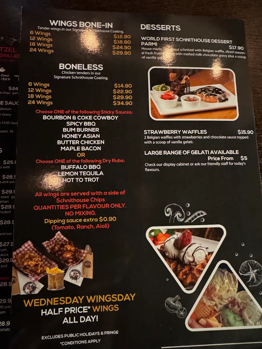 Menu, Schnithouse Rundle St
