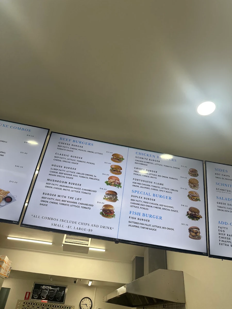 Menu, Fish And Chips burger House