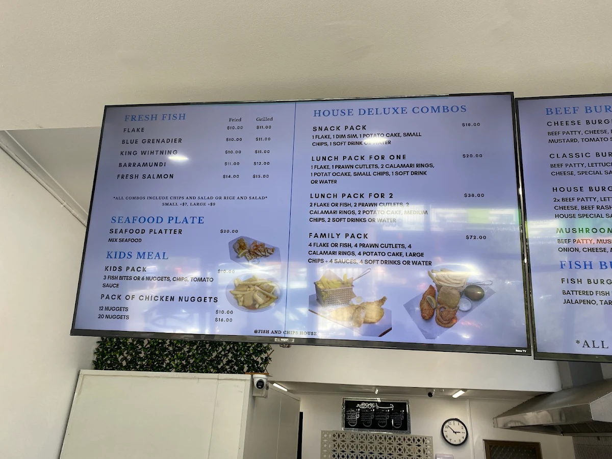 Menu, Fish And Chips burger House