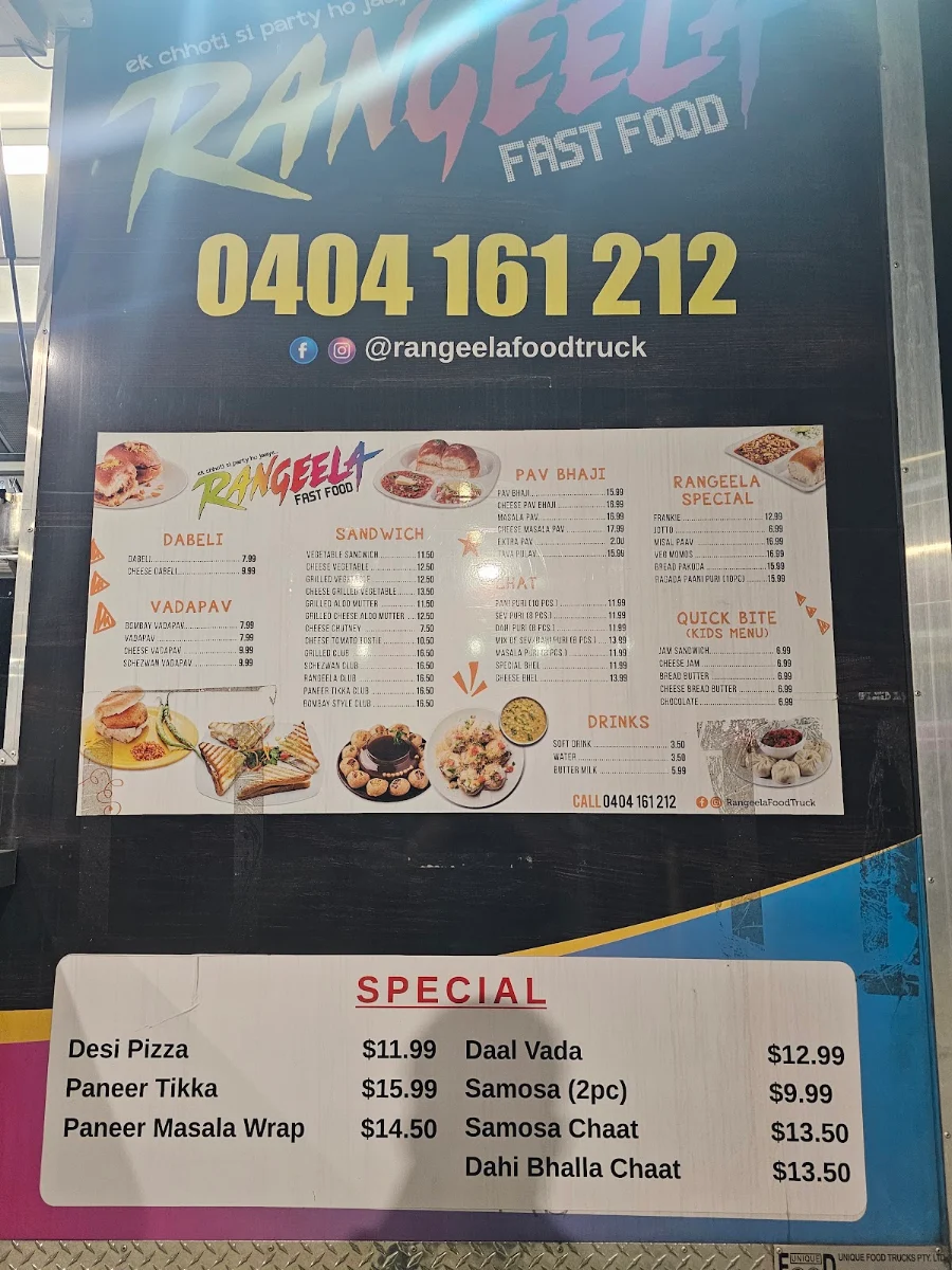 Menu, Rangeela Fast Food