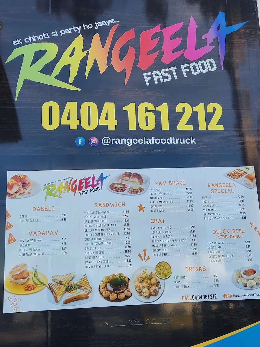 Menu, Rangeela Fast Food