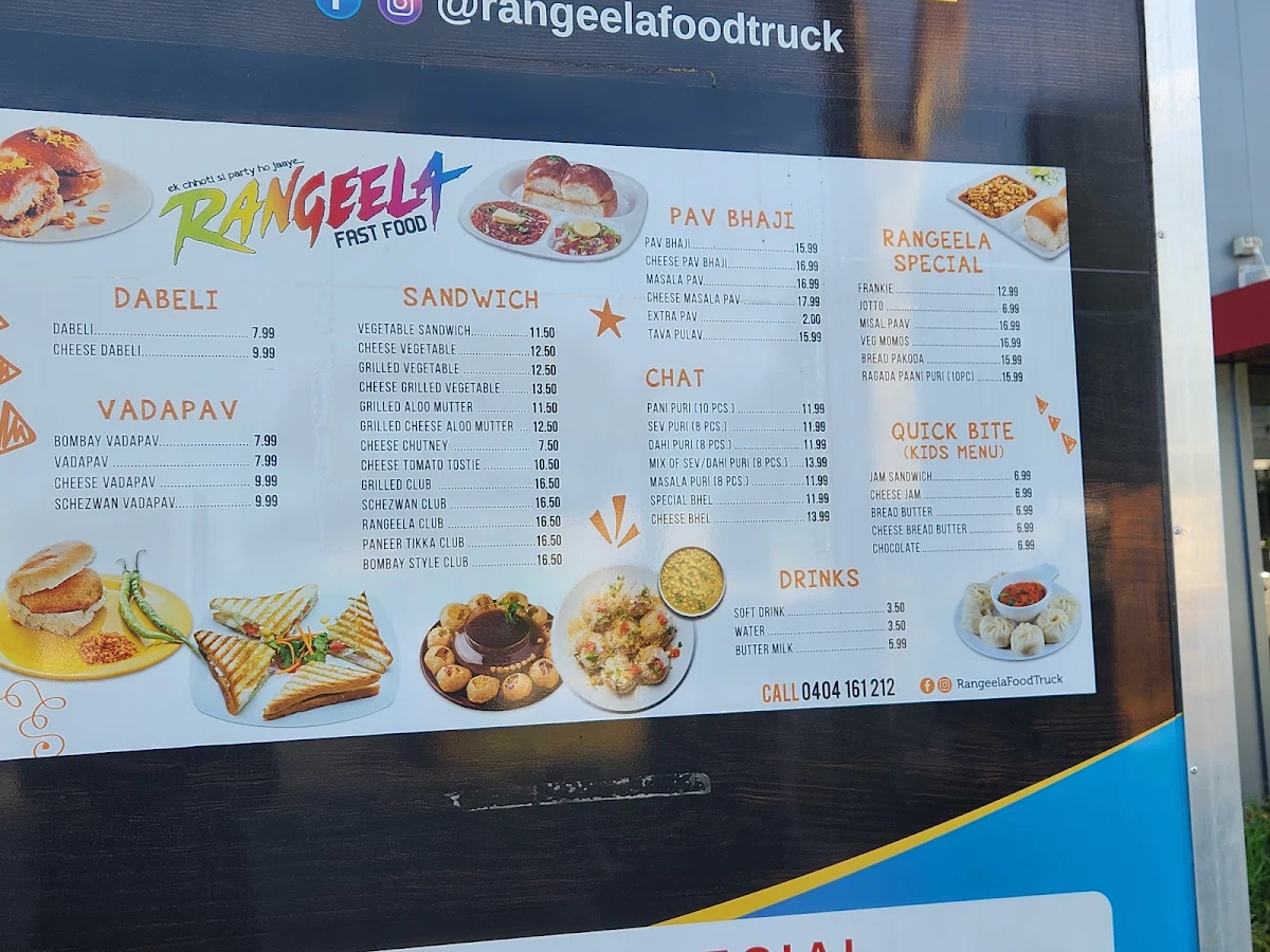 Menu, Rangeela Fast Food