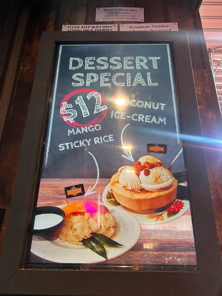 Menu, Thanon Khaosan
