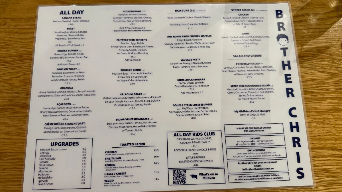 Menu, Brother Chris