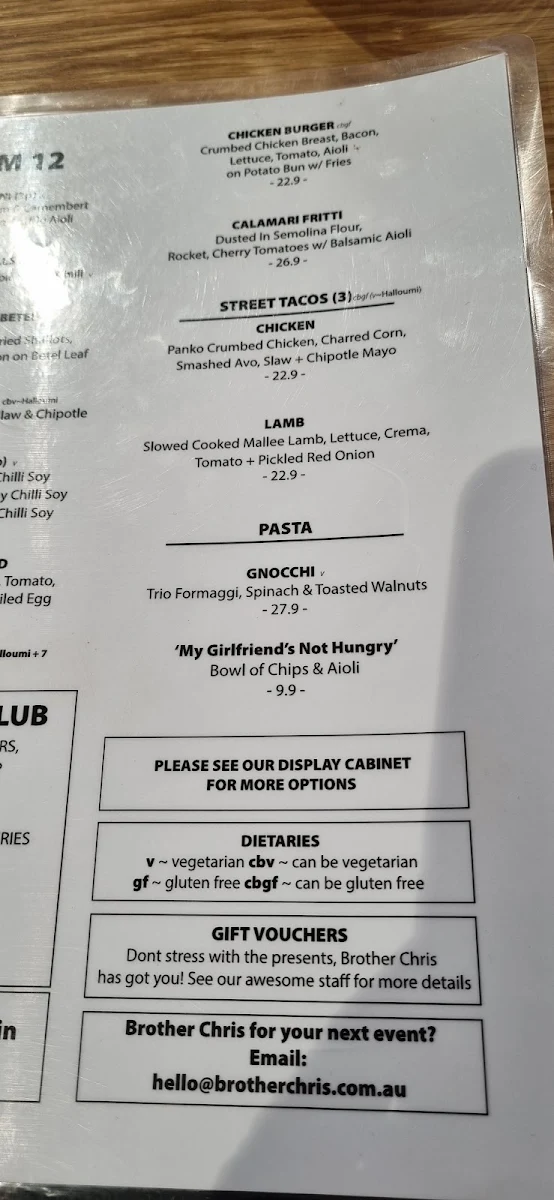 Menu, Brother Chris