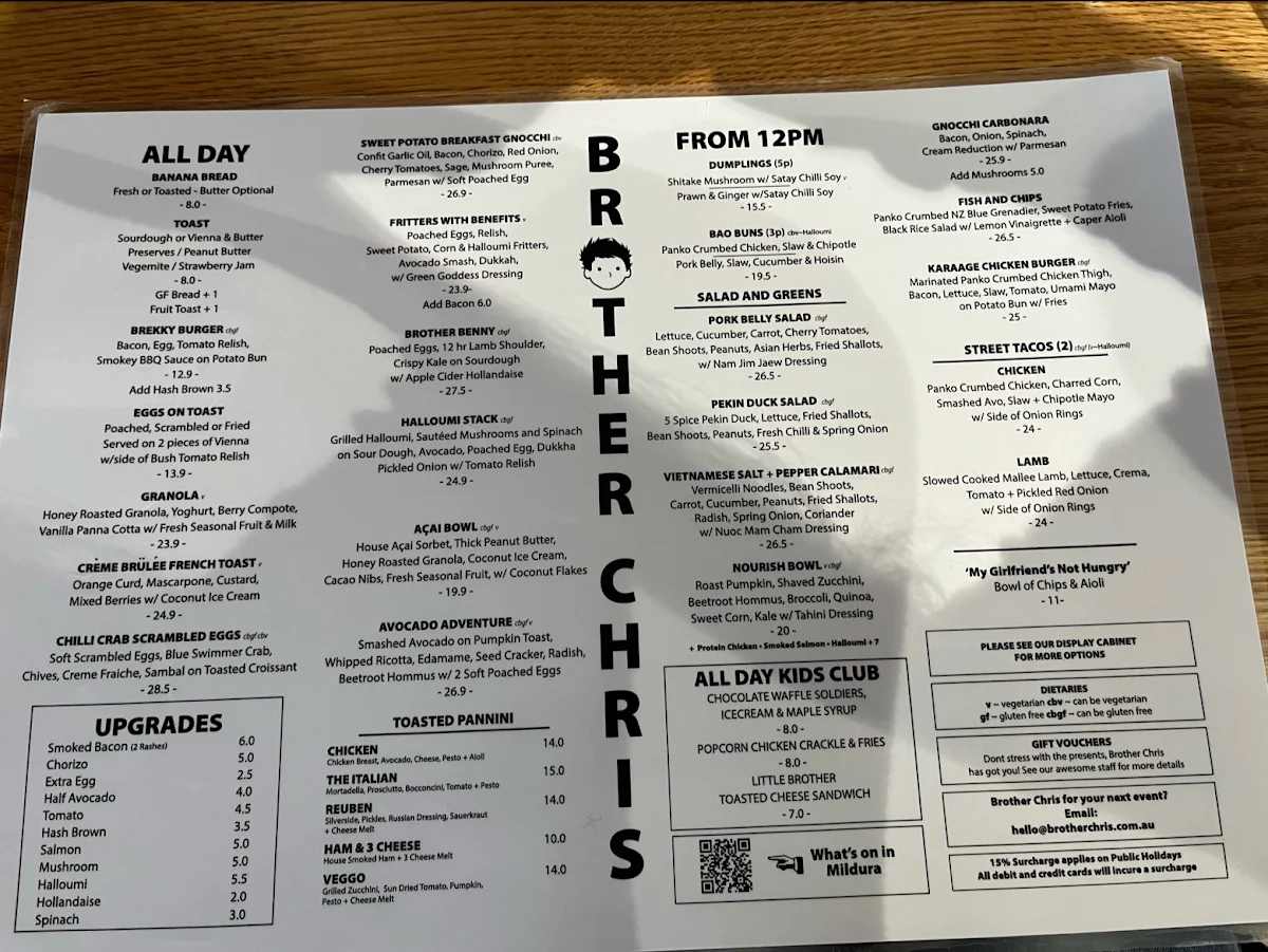 Menu, Brother Chris