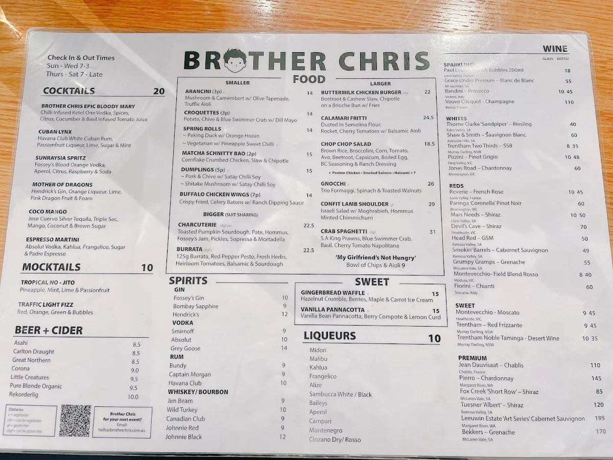 Menu, Brother Chris