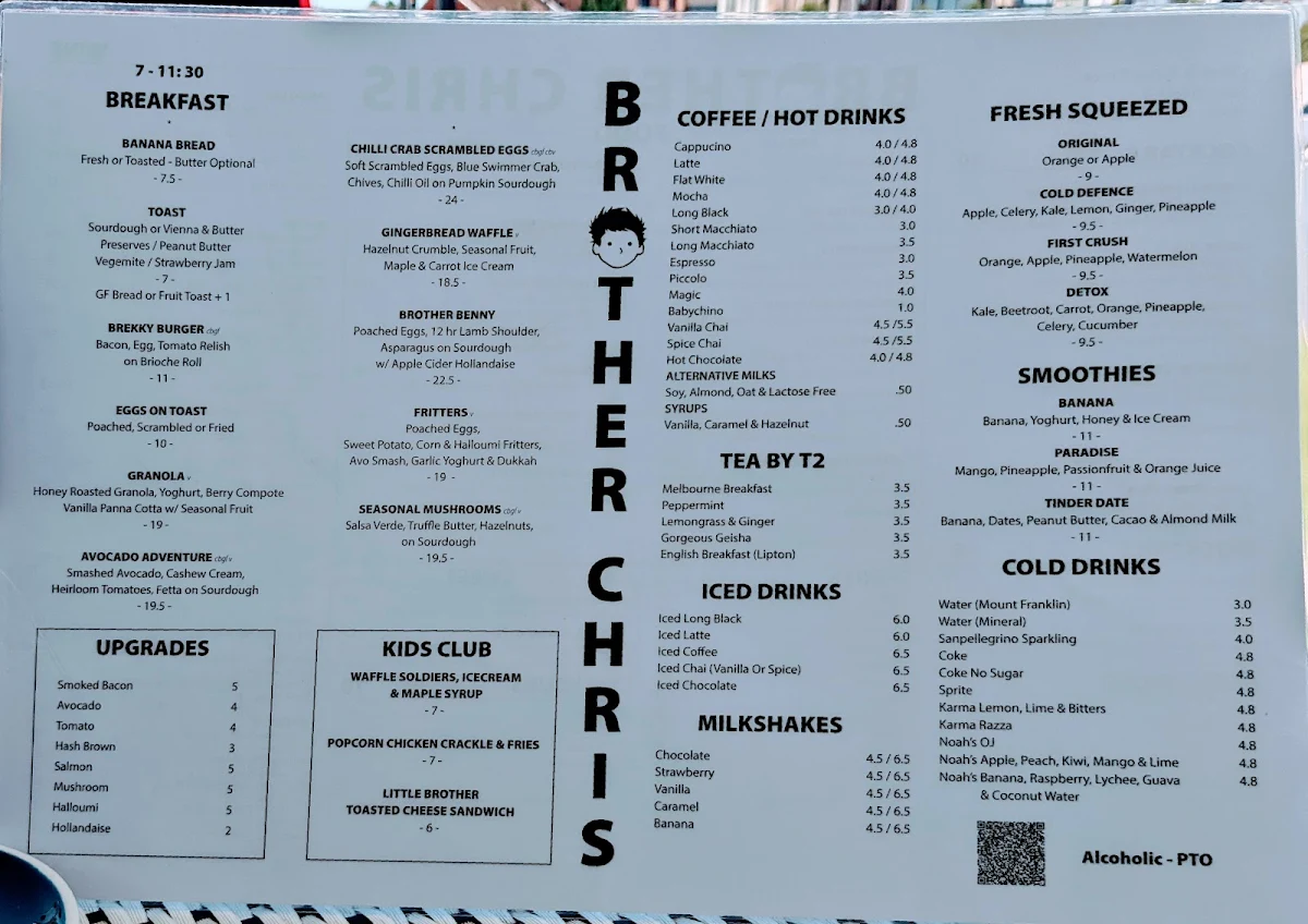 Menu, Brother Chris