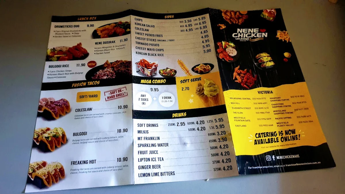 Menu, NeNe Chicken