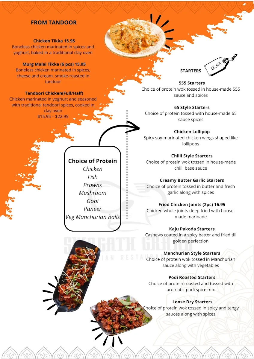 Menu, Swagath Grand Berwick