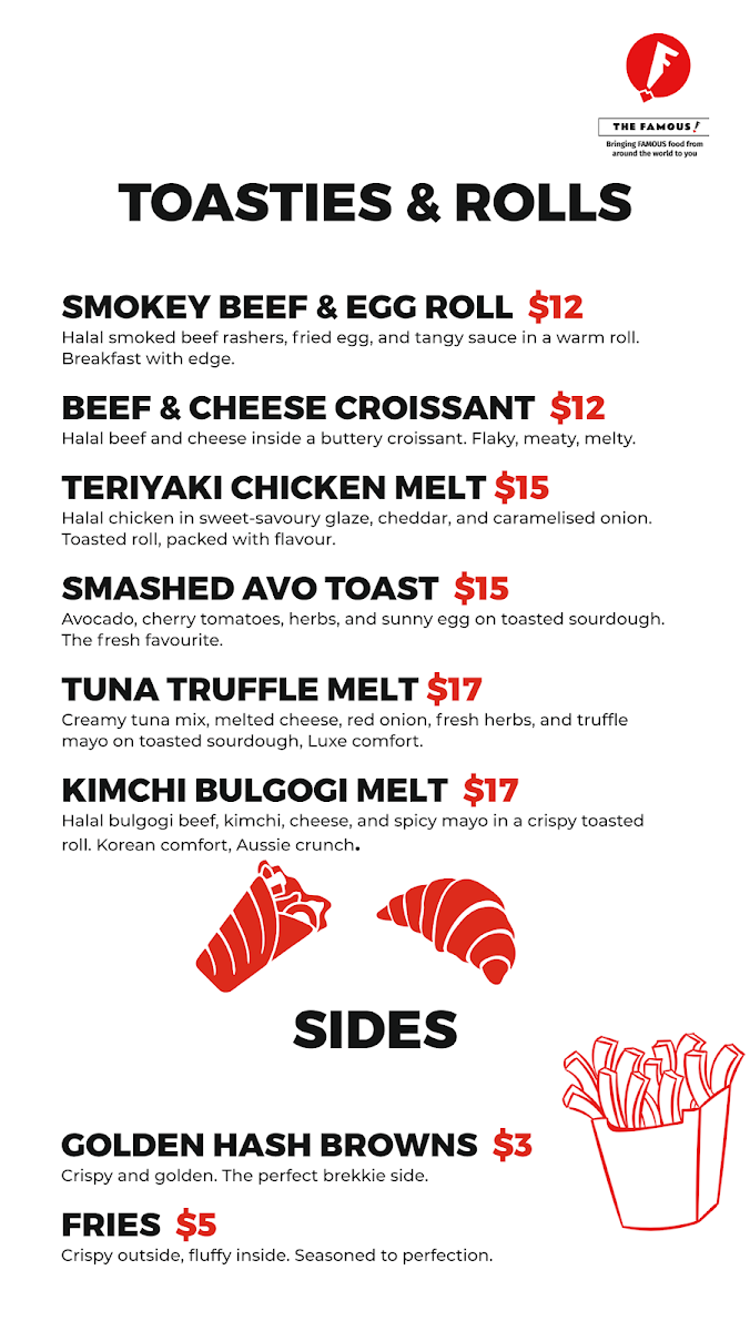 Menu, The Famous Surry Hills