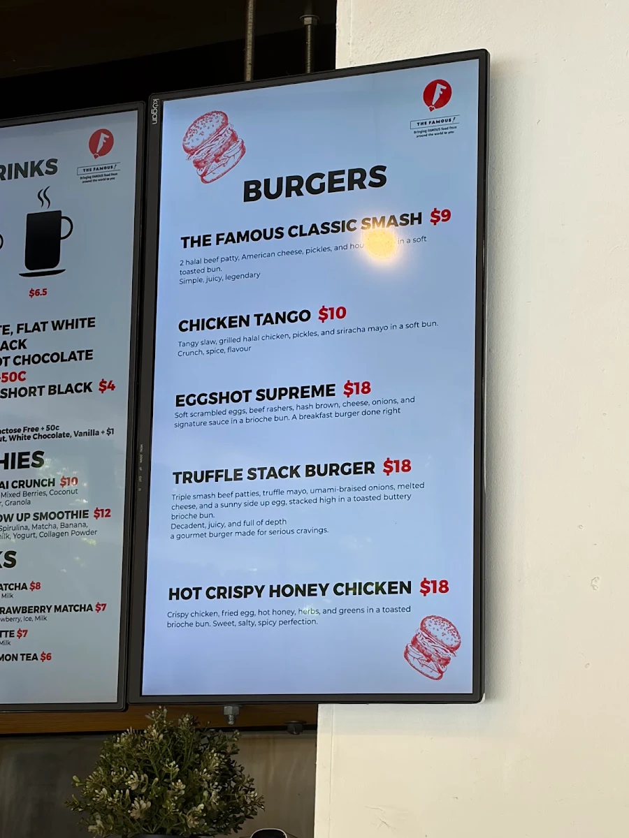 Menu, The Famous Surry Hills