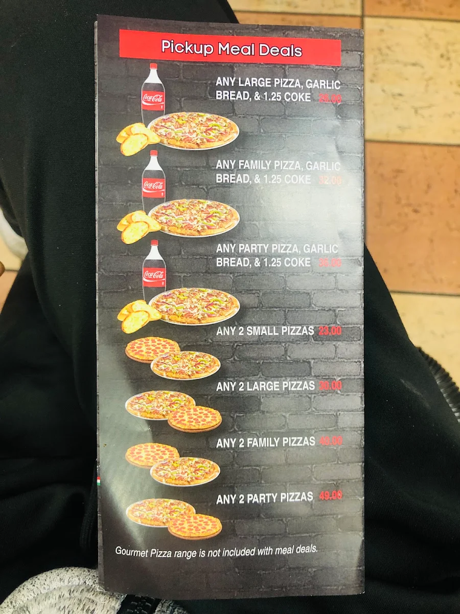 Menu, Giancarlo’s pizzeria
