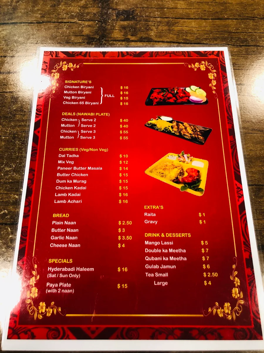 Menu, Pista House Surry Hills