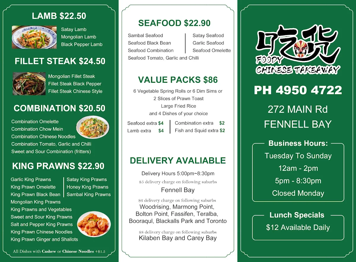 Menu, FOODY CHINESE TAKEAWAY