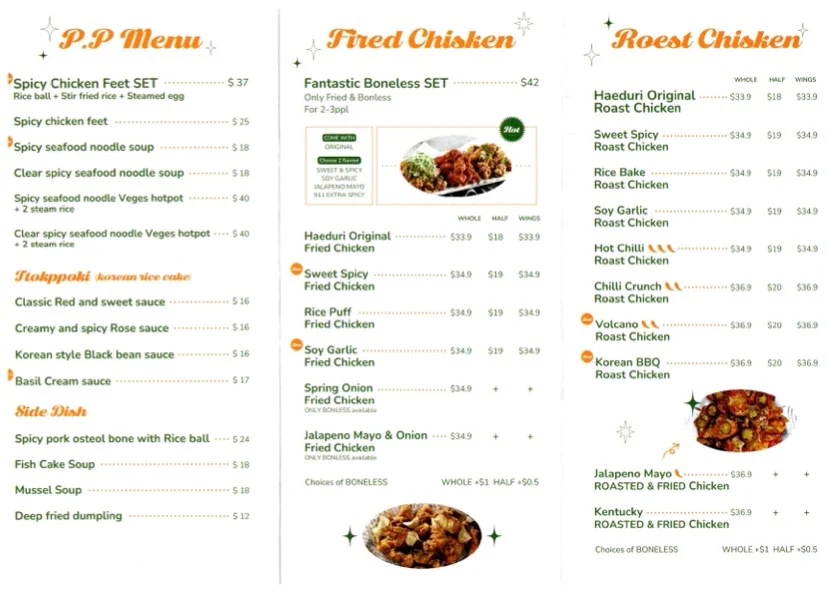 Menu, Haeduri Chicken City