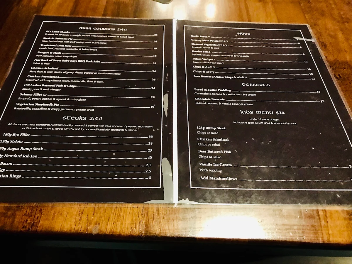 Menu, Royal Hotel Ryde