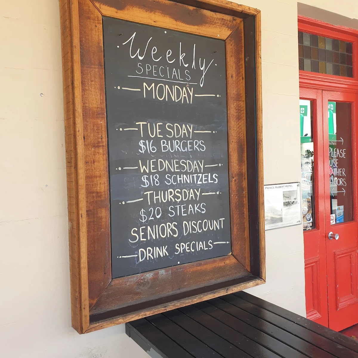 Menu, Prince Albert Hotel