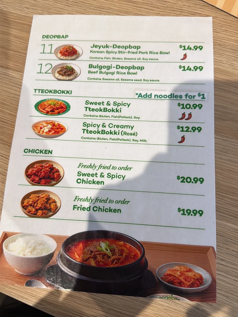 Menu, KT RAMEN BAR