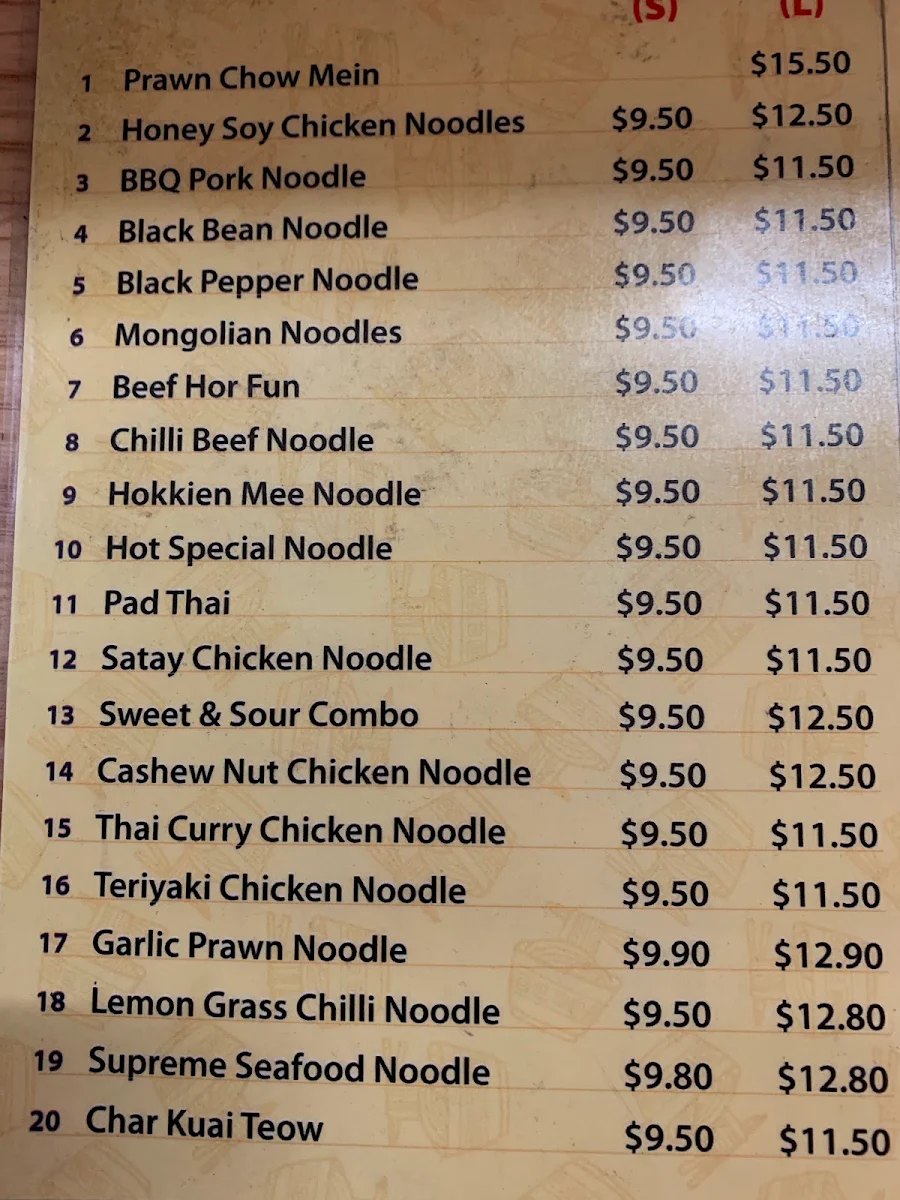 Menu, DayDay Wants Noodles Bar