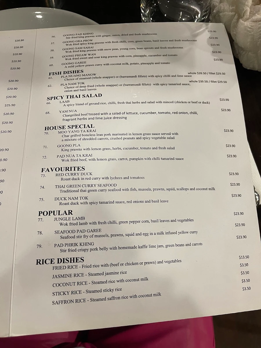 Menu, Lemongrass
