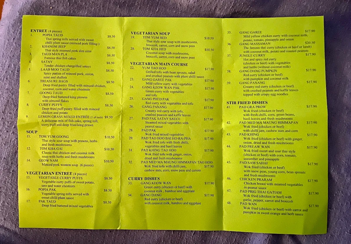 Menu, Lemongrass