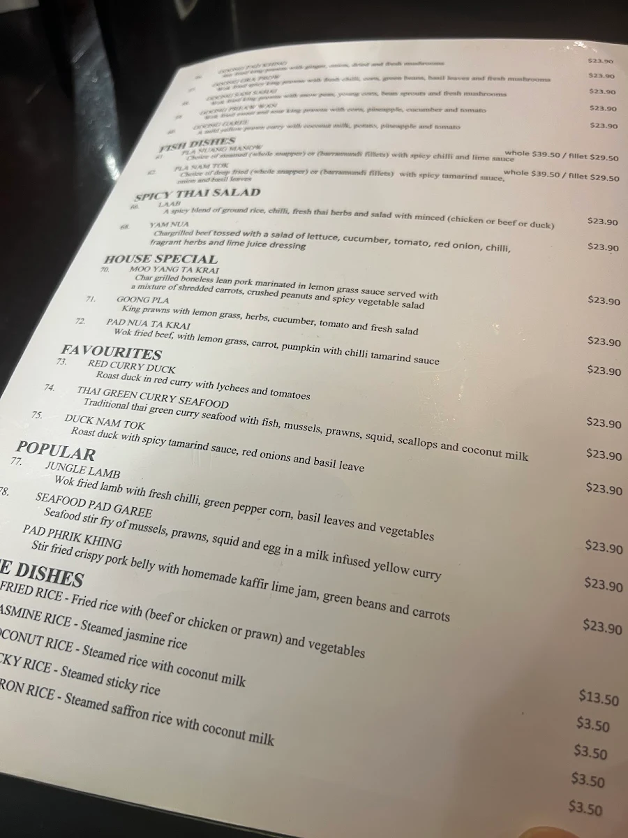 Menu, Lemongrass