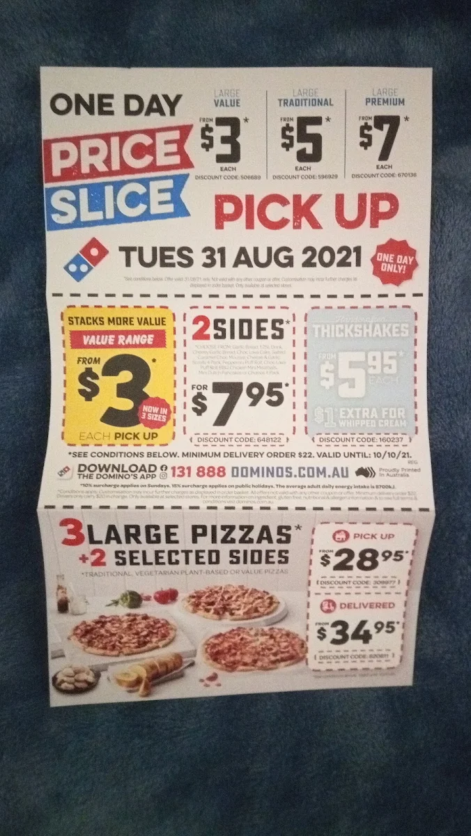 Menu, Domino's Pizza St Peters