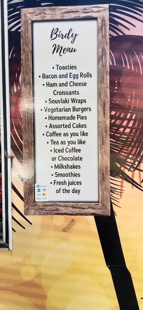 Menu, Birdy Cafe