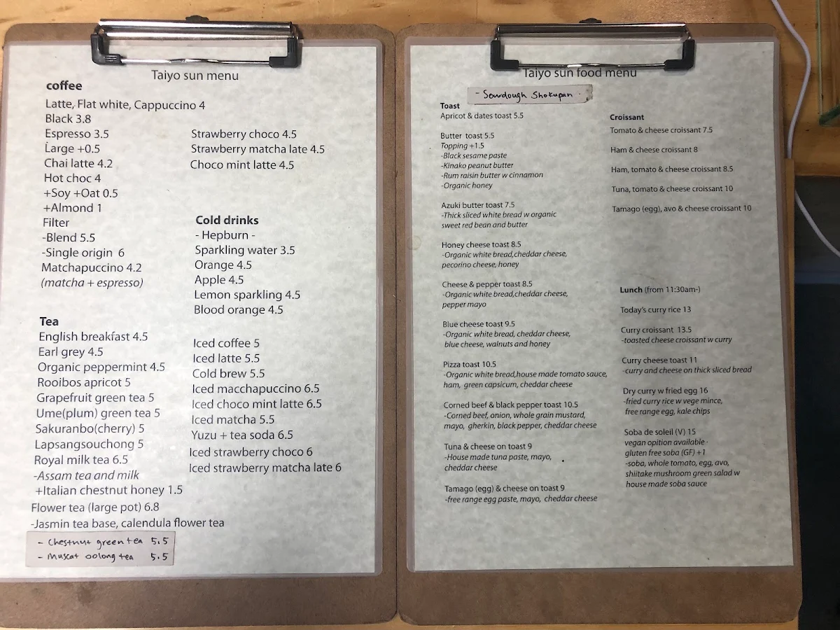 Menu, Taiyo Sun