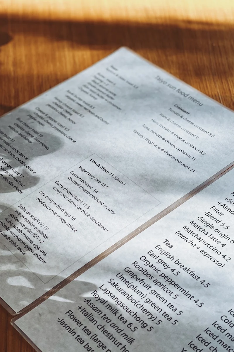 Menu, Taiyo Sun
