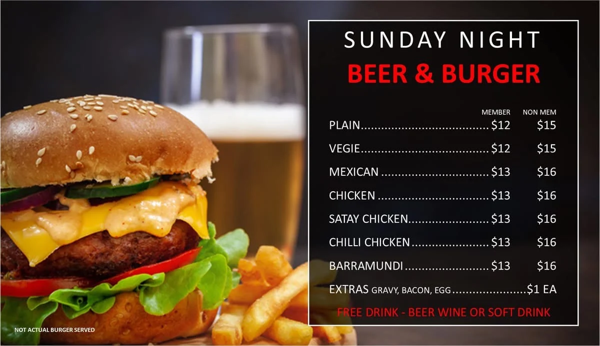 Menu, Forster Tuncurry Golf Club