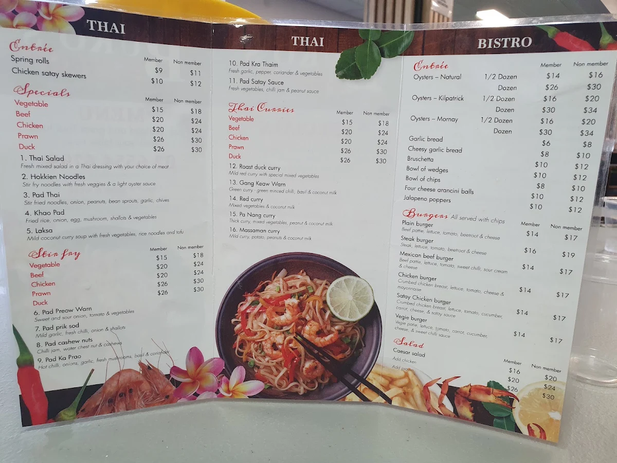 Menu, Forster Tuncurry Golf Club