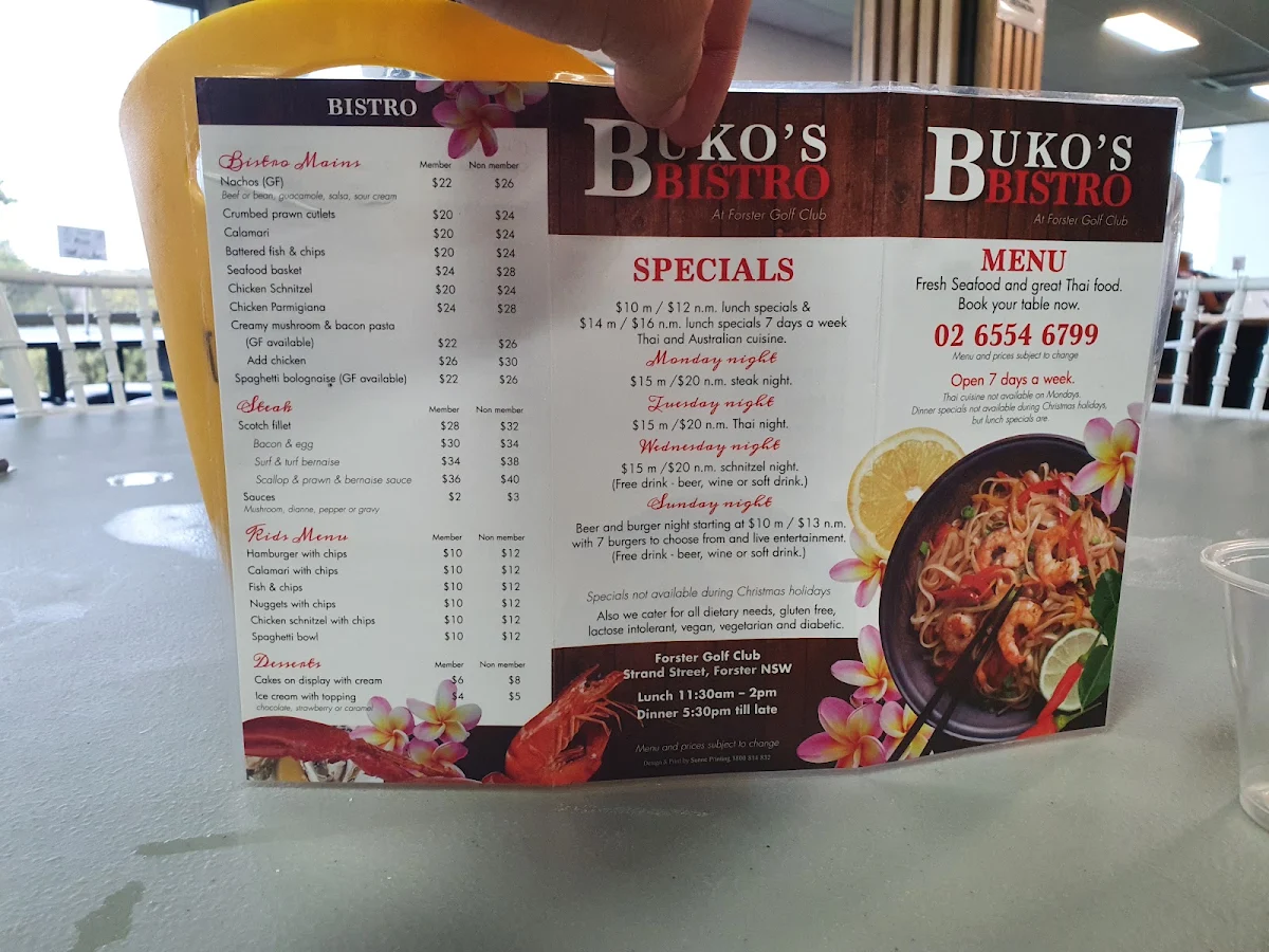 Menu, Forster Tuncurry Golf Club
