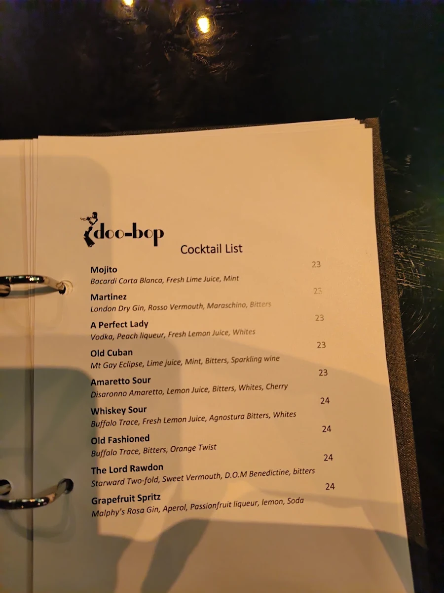 Menu, Doo-Bop Bar