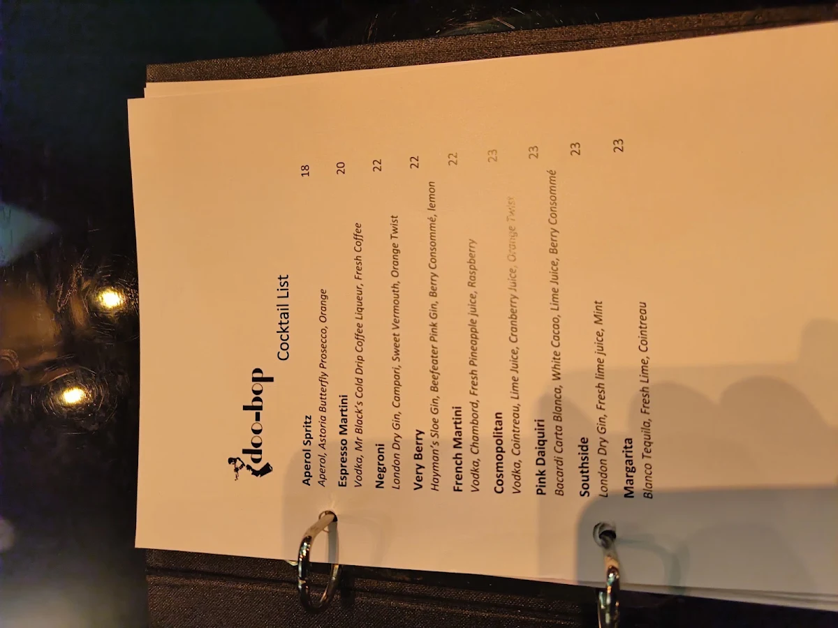 Menu, Doo-Bop Bar