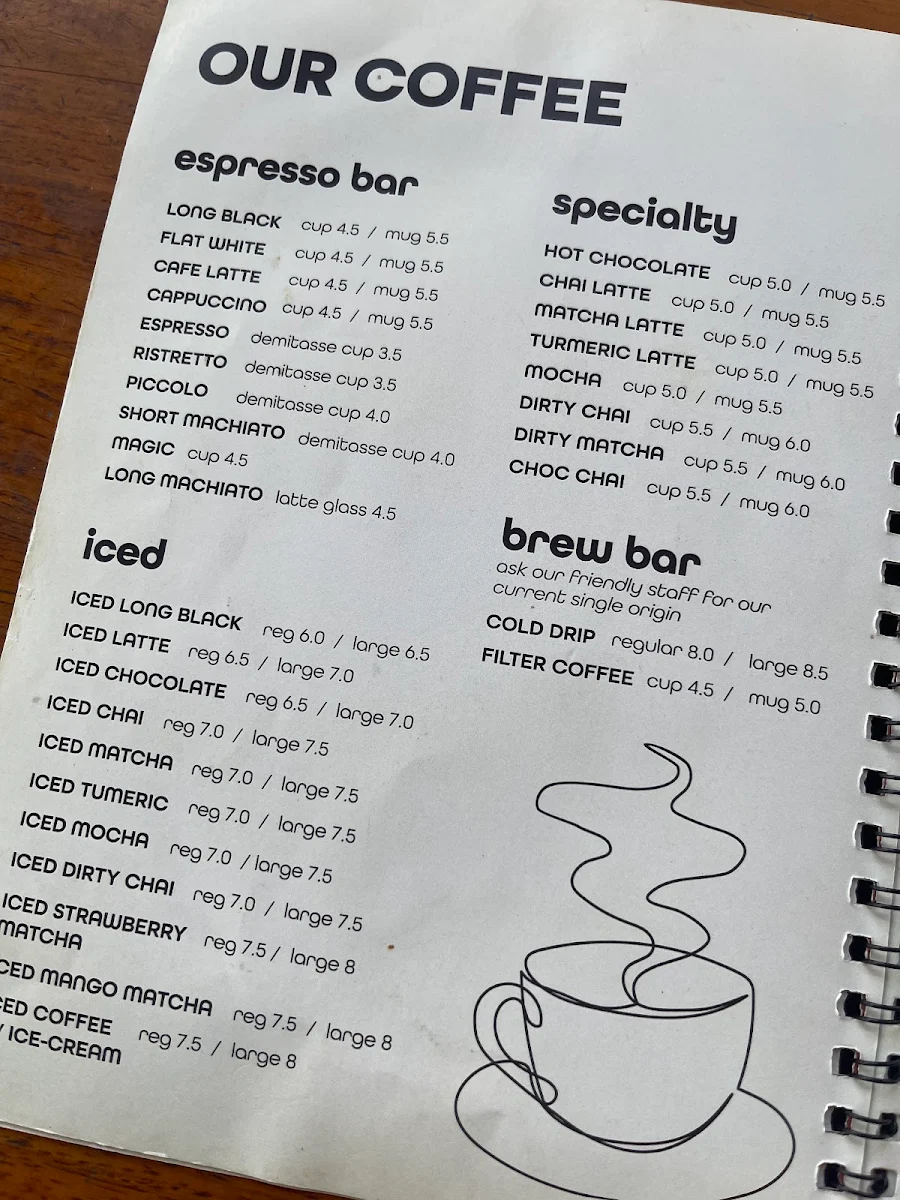 Menu, Kuhl-Cher Coffee Roasters