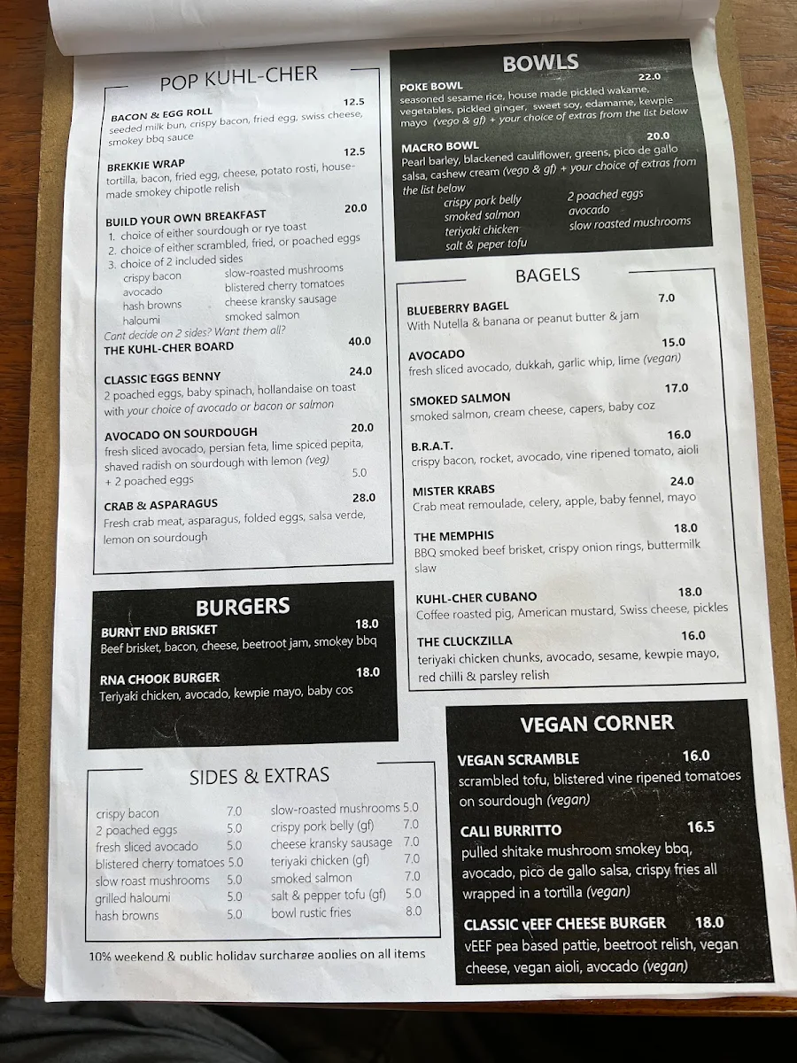Menu, Kuhl-Cher Coffee Roasters
