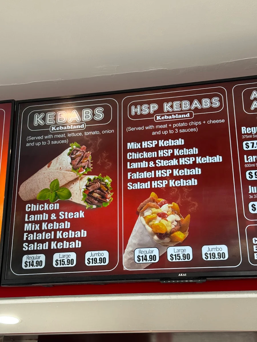 Menu, Kebabland