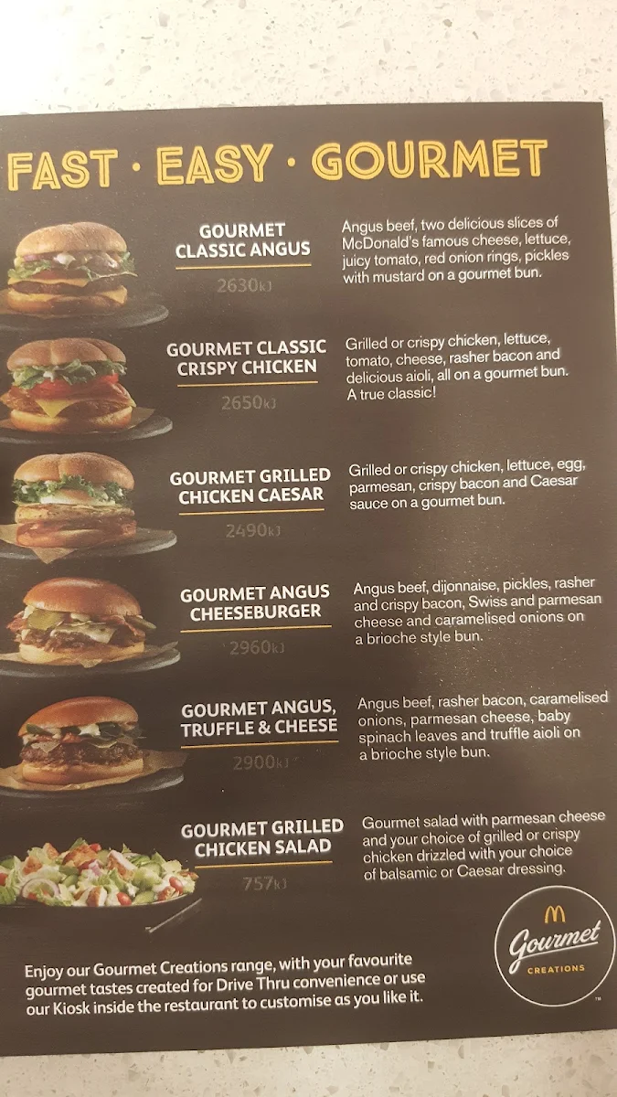 Menu, McDonald's Brooklyn