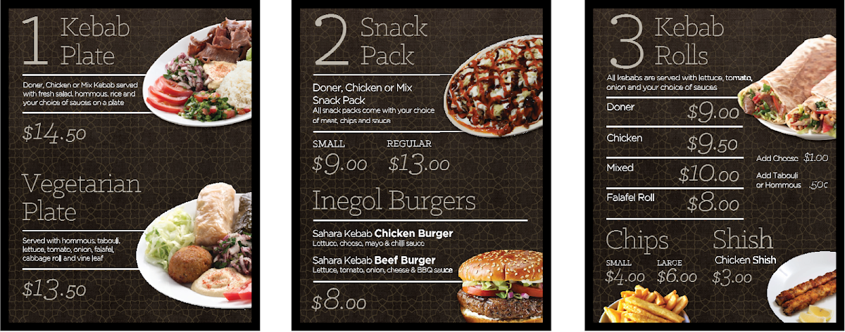 Menu, Sahara Grill Food Court Casula