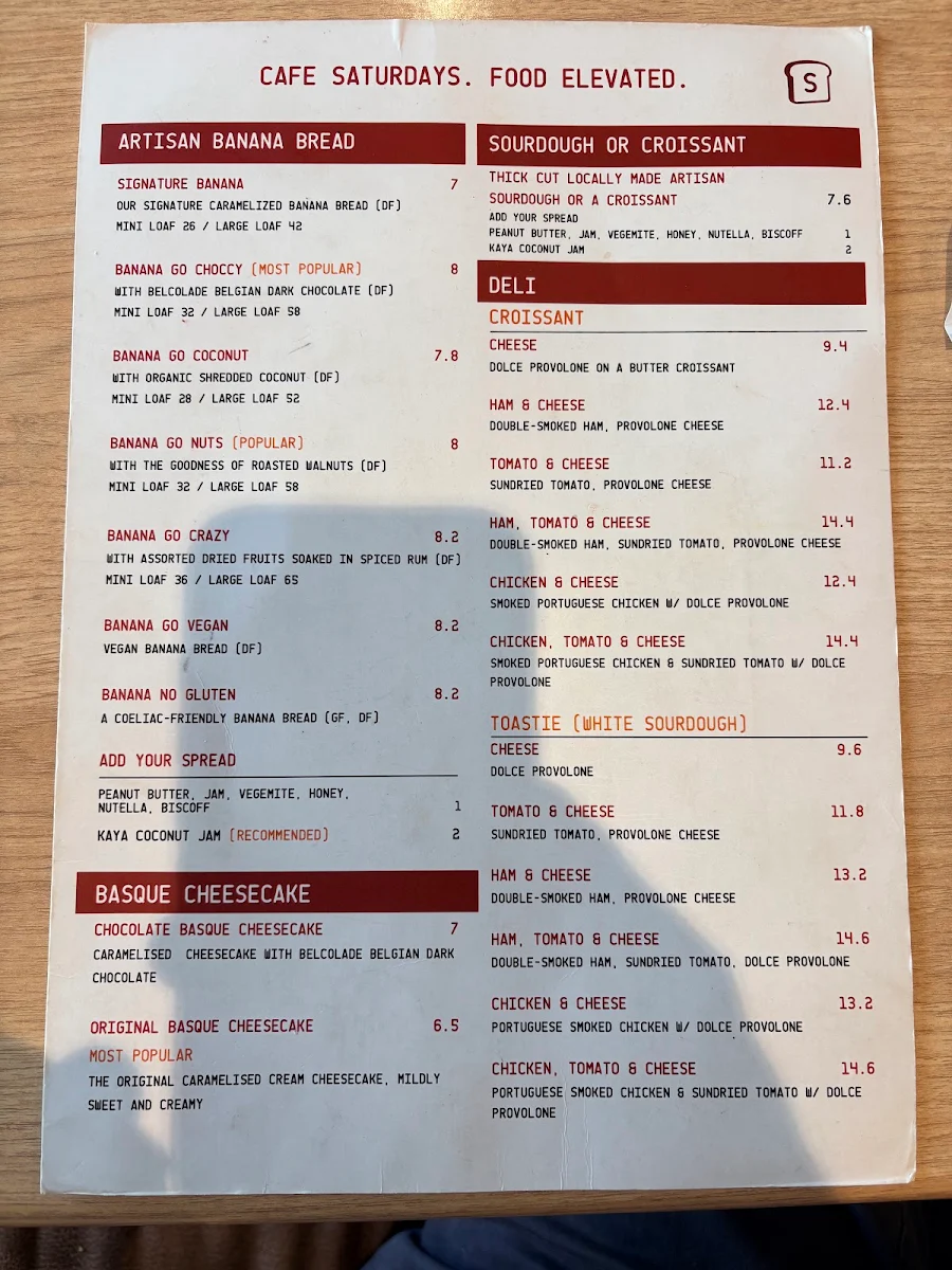 Menu, Saturdays