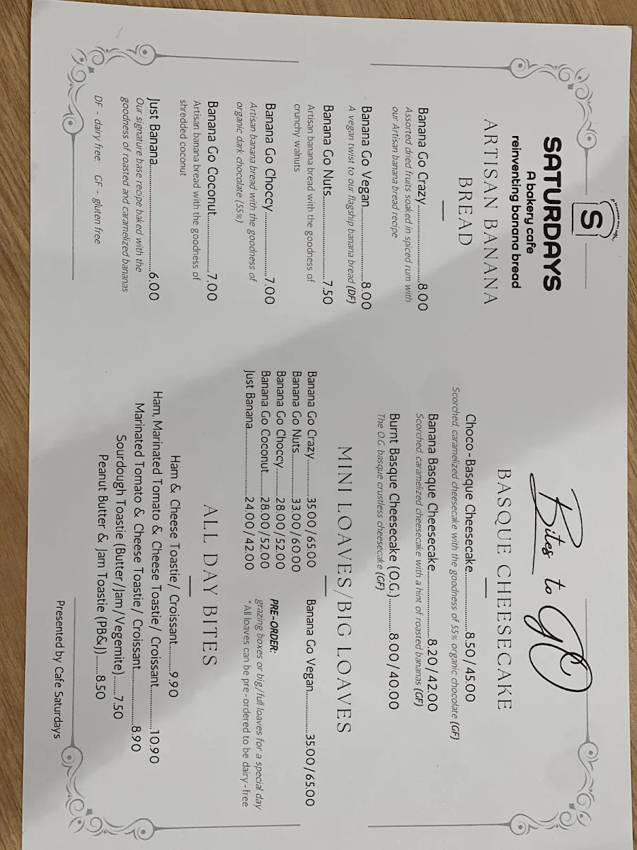Menu, Saturdays
