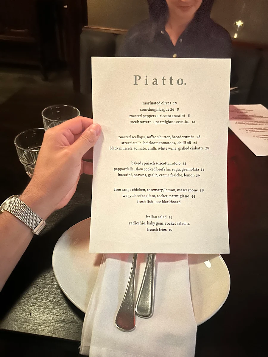Menu, Piatto